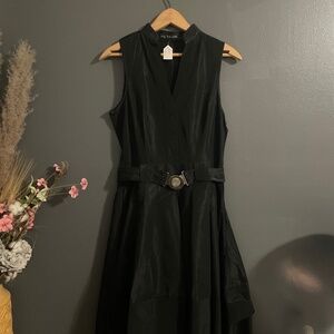 Zara Cocktail Tea Length Dress Sz S Black